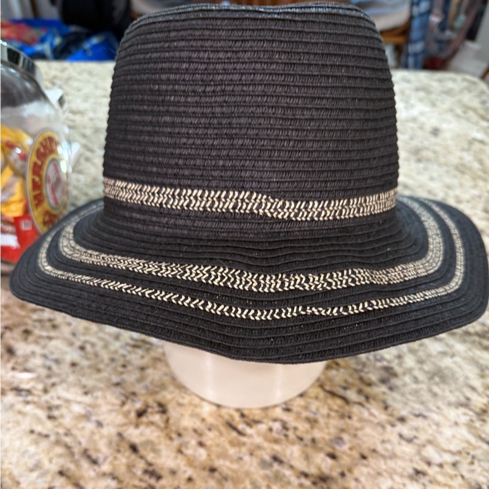 Cute Black Straw Sun Hat Beach Hat OS